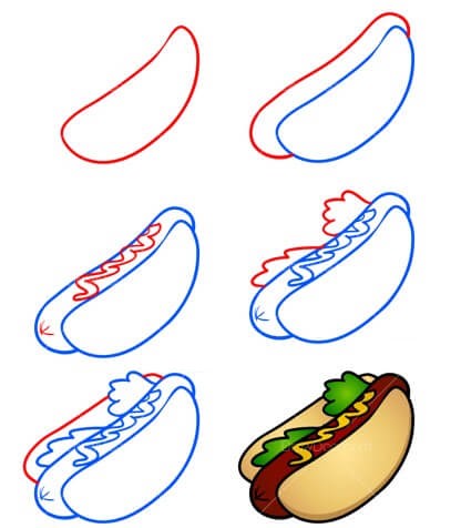 Dessiner un hot-dog simple dessin