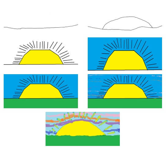 Dessiner un simple coucher de soleil dessin