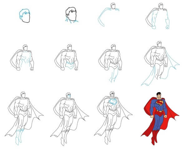 En volant superman dessin