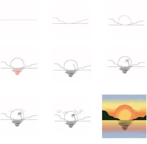 Idée de coucher de soleil (1) dessin