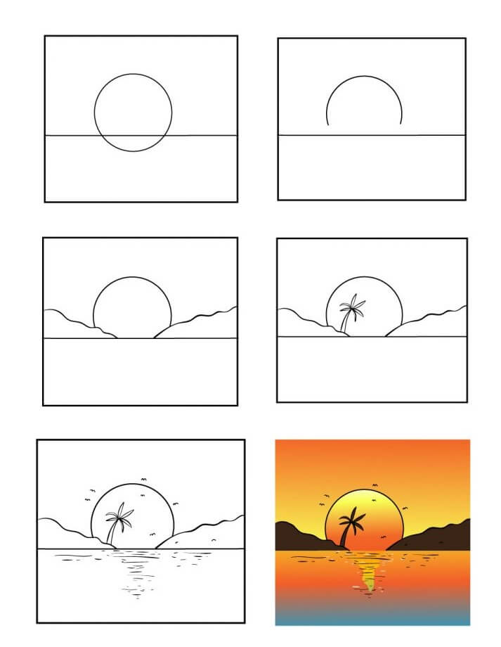20 Facile Et Beau Id es De Dessin Coucher De Soleil Comment Dessiner 