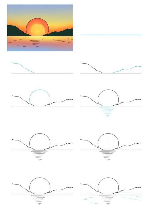 20 Facile Et Beau Id es De Dessin Coucher De Soleil Comment Dessiner 