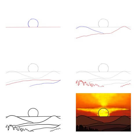 Idée de coucher de soleil (7) dessin