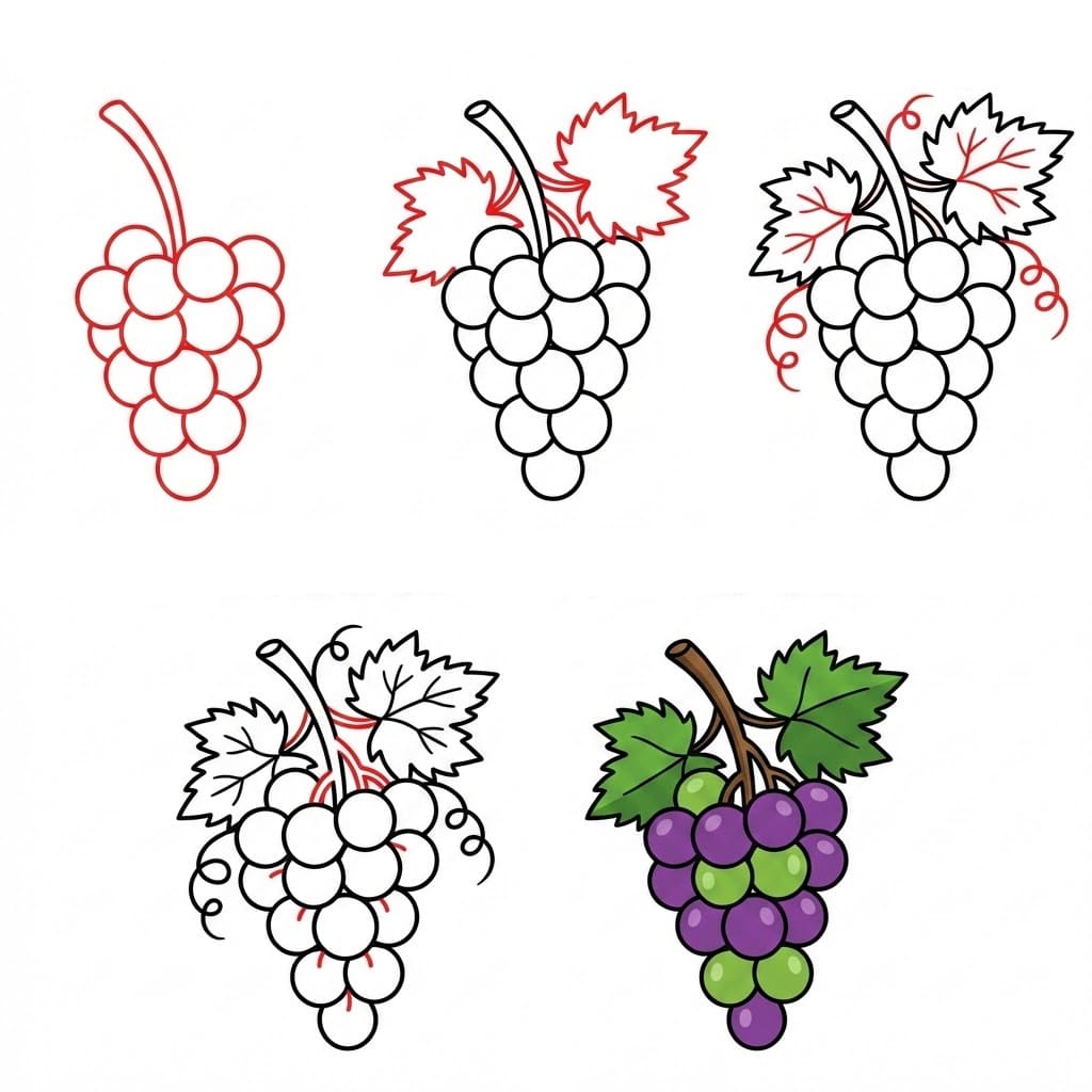 Image de grappe de raisins dessin