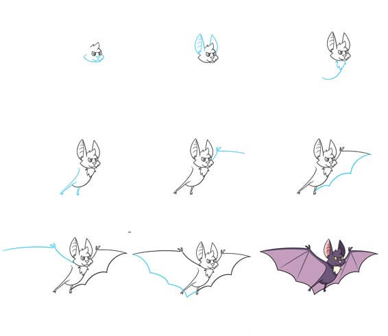 Les chauves-souris déploient leurs ailes (1) dessin