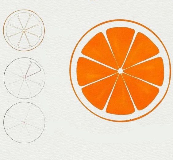 Orange coupée en deux 3 dessin