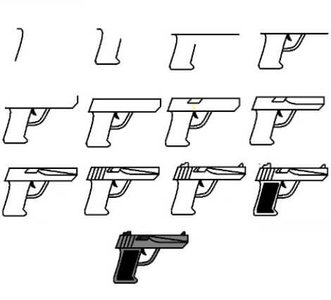 Comment dessiner Pistolet (7) - Dessin Facile