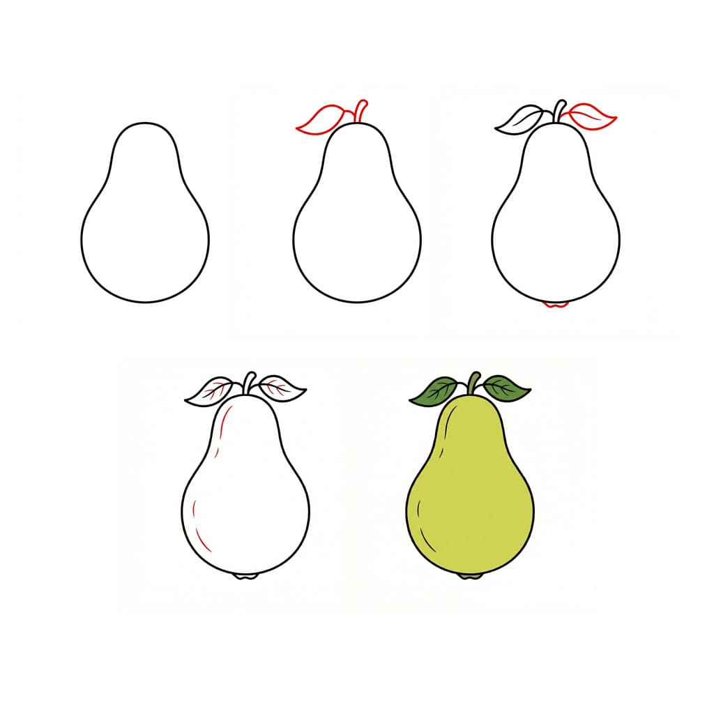 Poire à deux feuilles dessin