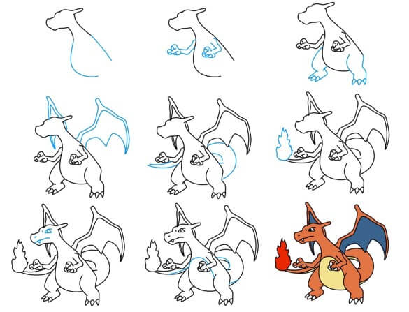 Queue de feu Charizard dessin