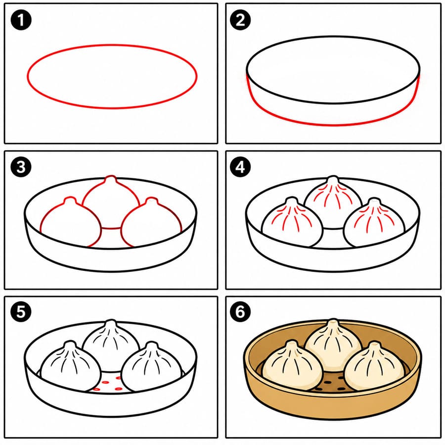 Raviolis à la vapeur dessin