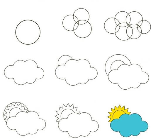 Soleil derrière les nuages (1) dessin