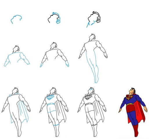 Superman volant haut dessin