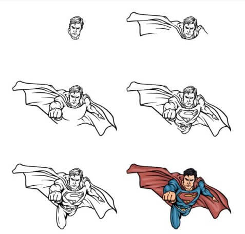Superman vole pour combattre 4 dessin