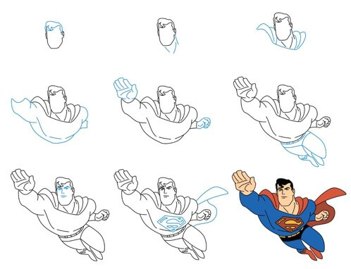 Superman vole pour combattre 6 dessin