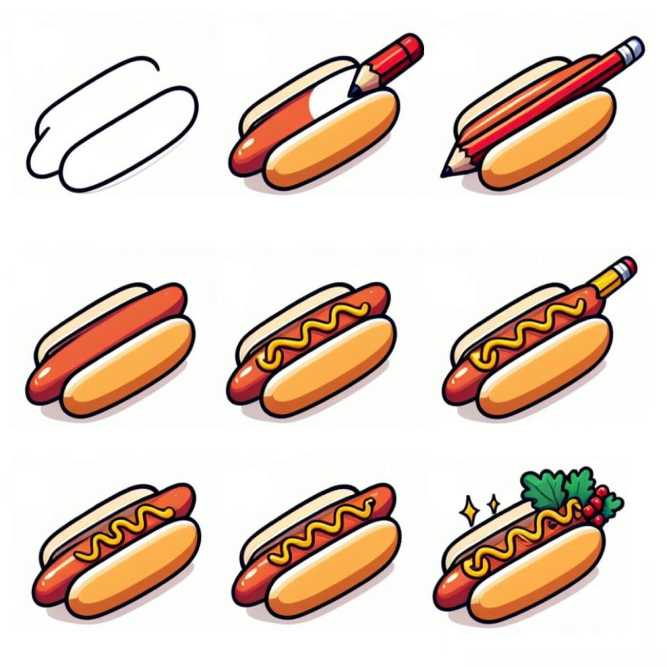 Tête de hot-dog 16 dessin
