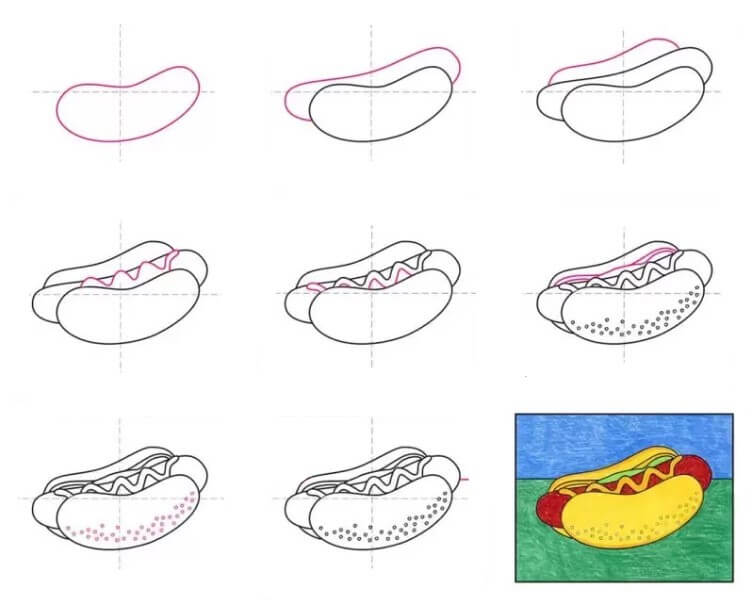Tête de hot-dog 5 dessin