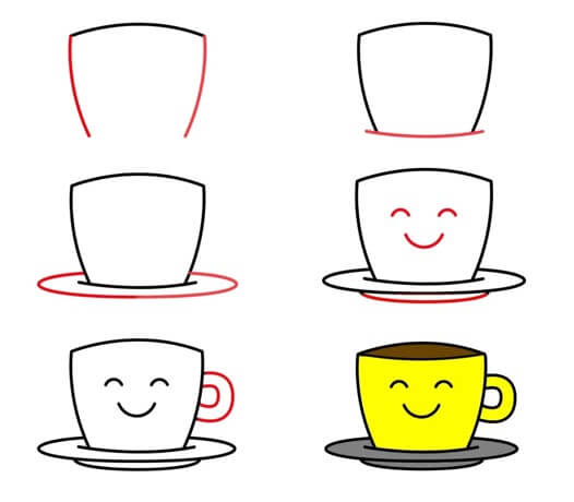 Tasse de café souriante dessin