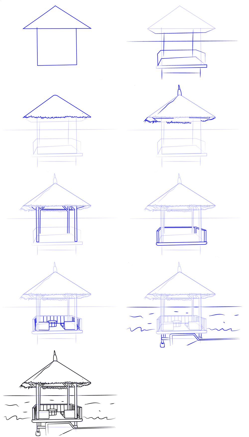 Cabane de plage 2 dessin