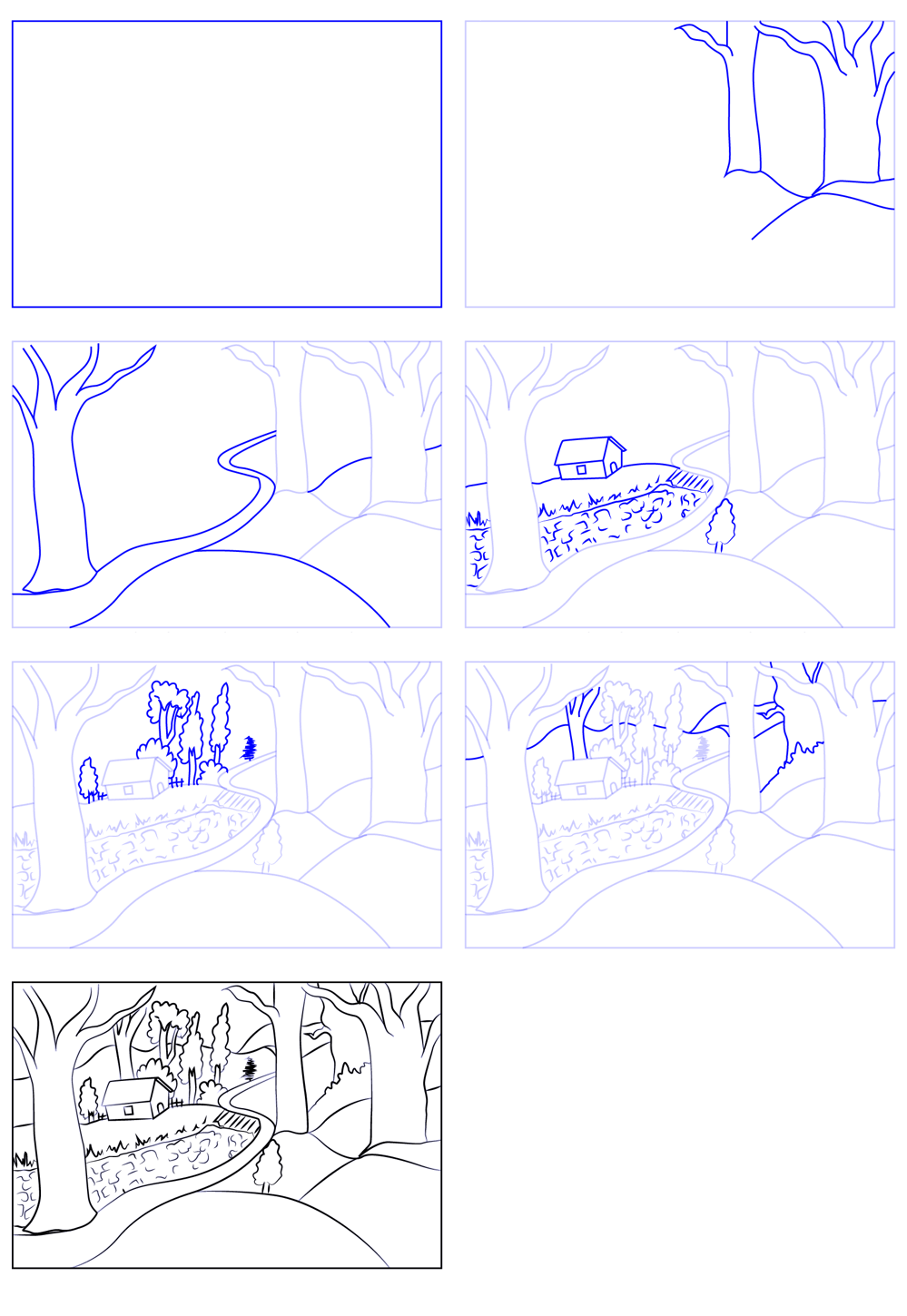 Dessine une forêt simple (2) dessin