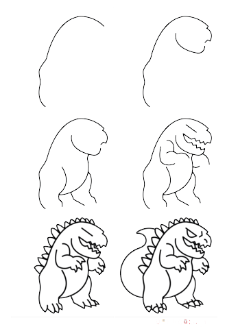 Dessiner Godzilla simplement dessin