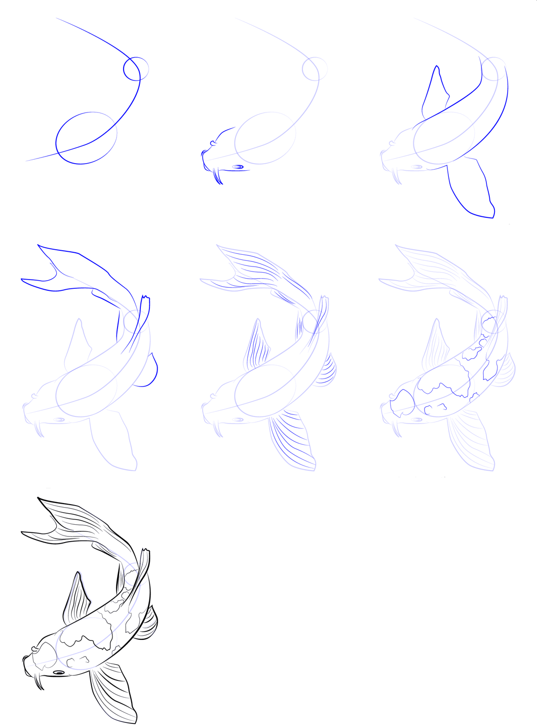 Dessiner un poisson koi simple (1) dessin