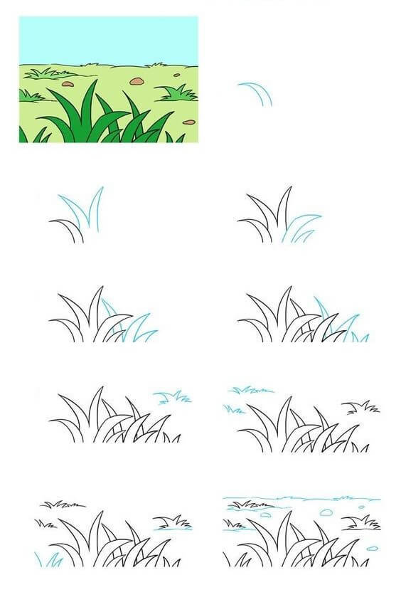 15+ Facile Idées de dessin Herbe - Comment dessiner Herbe