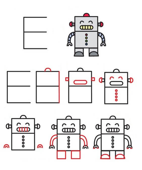 45 Facile Et Simple Id es De Dessin Robot Comment Dessiner Robot