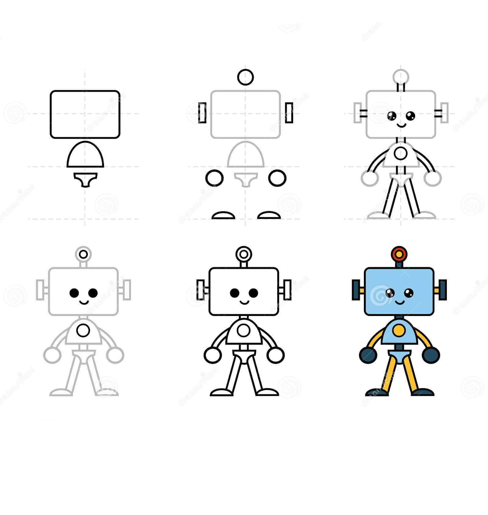 45 Facile Et Simple Id es De Dessin Robot Comment Dessiner Robot