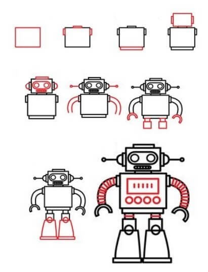 45 Facile Et Simple Id es De Dessin Robot Comment Dessiner Robot