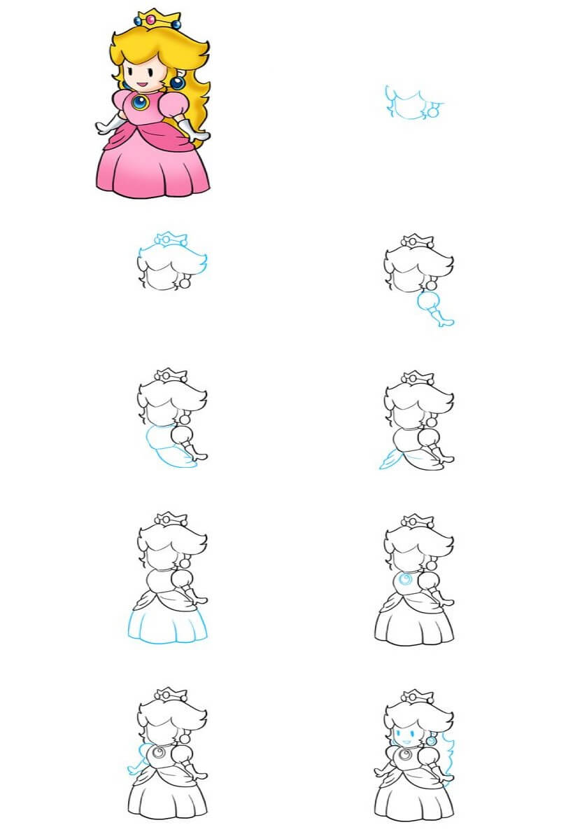 Idée Princesse Peach (6) dessin