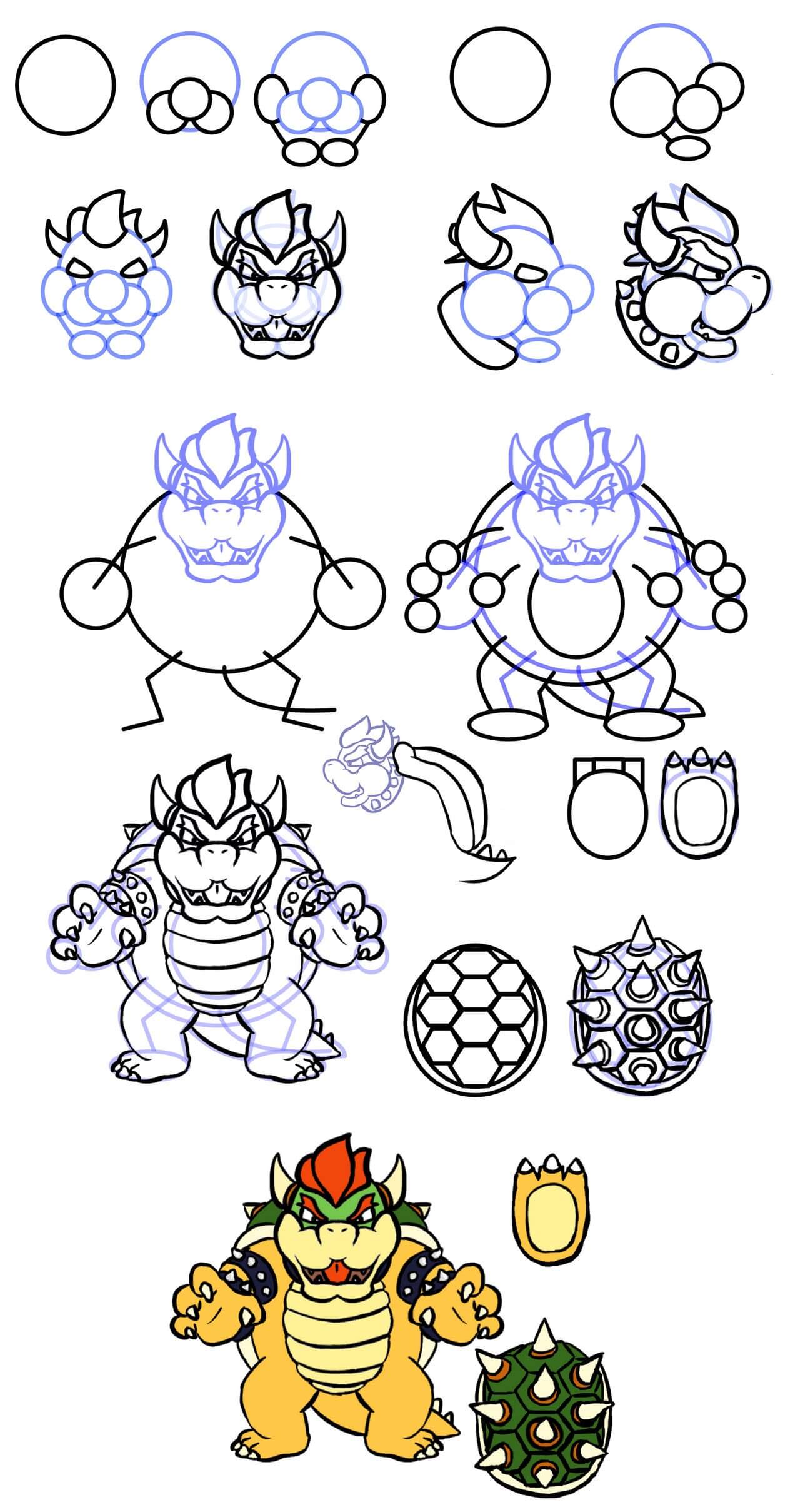 Comment dessiner Idées Bowser (6) - Dessin Facile