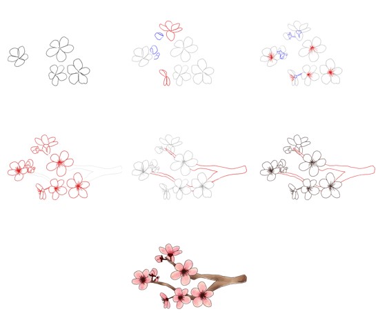 Idées de fleurs de cerisier (22) dessin