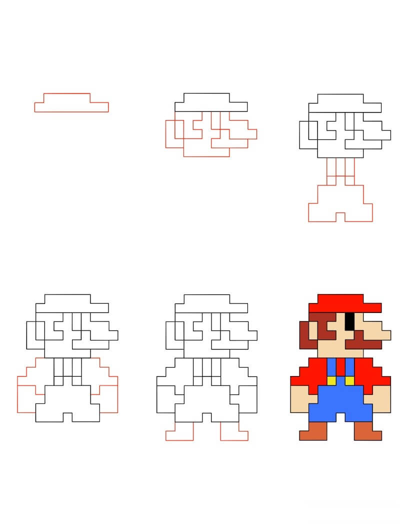 Mario minecraft dessin