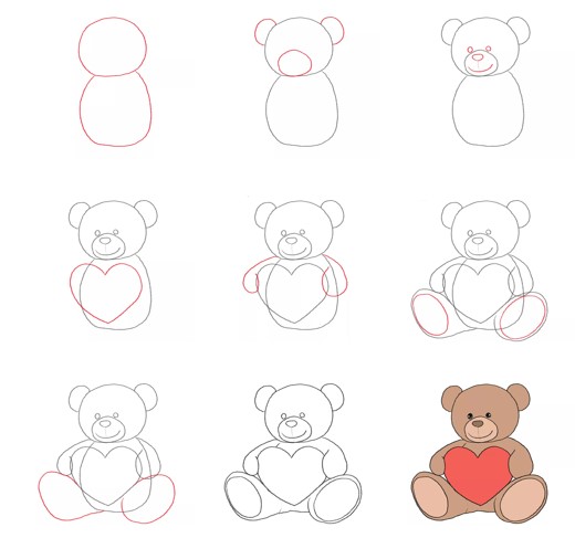 Ours en peluche coeur (4) dessin