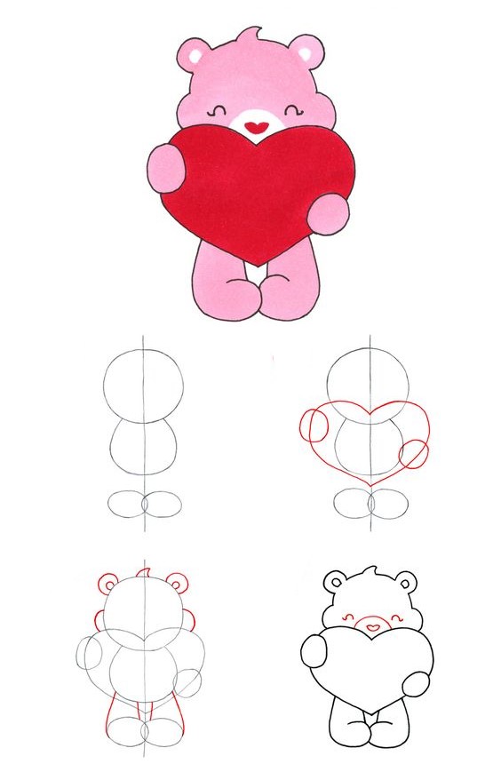 Ours en peluche coeur (6) dessin