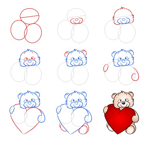 Ours en peluche coeur (8) dessin