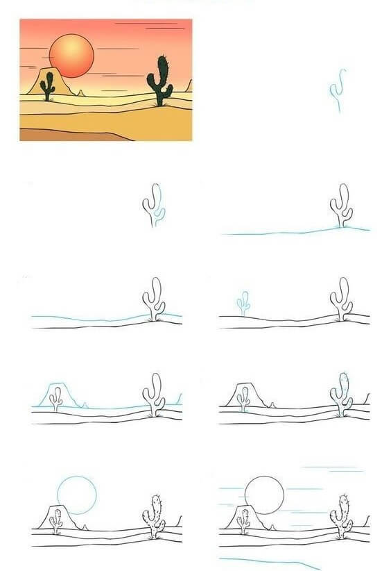 Paysage dans le désert (1) dessin