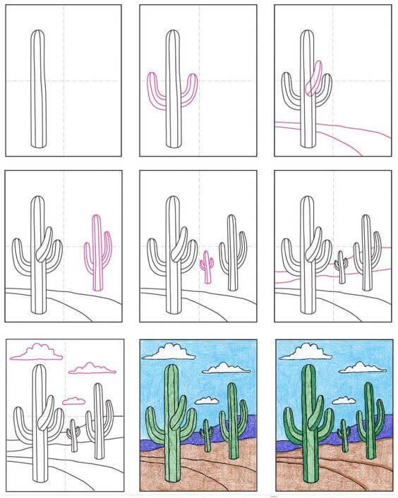 Paysage dans le désert (3) dessin