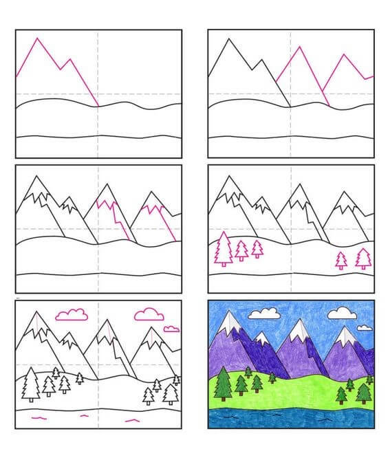 Paysage de montagne dessin