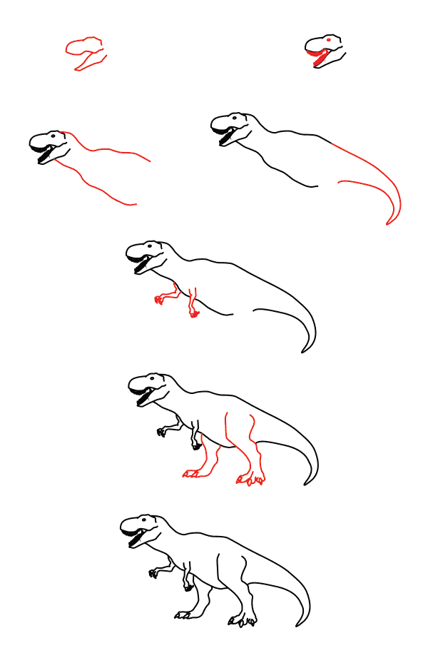 tyrannosaurus-tutorial dessin