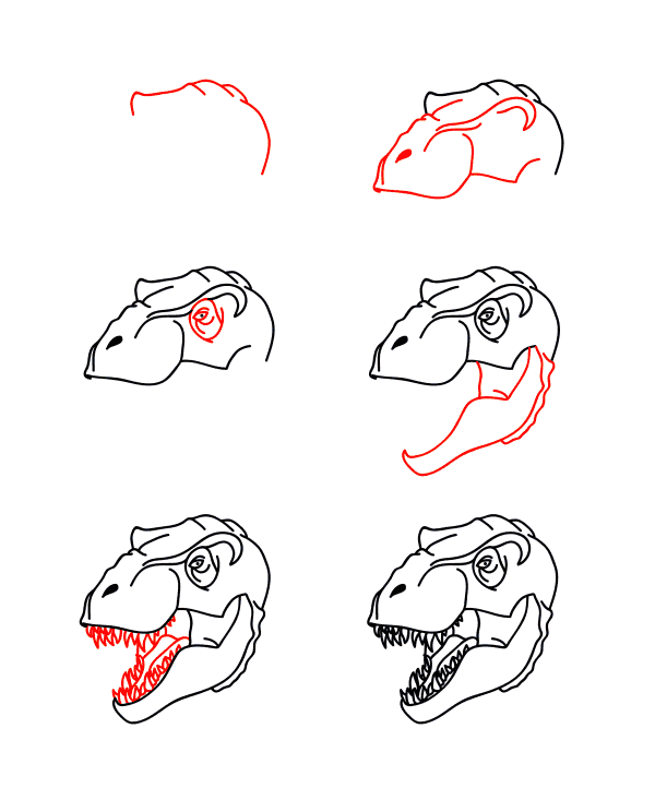 Visage de tyrannosaure dessin