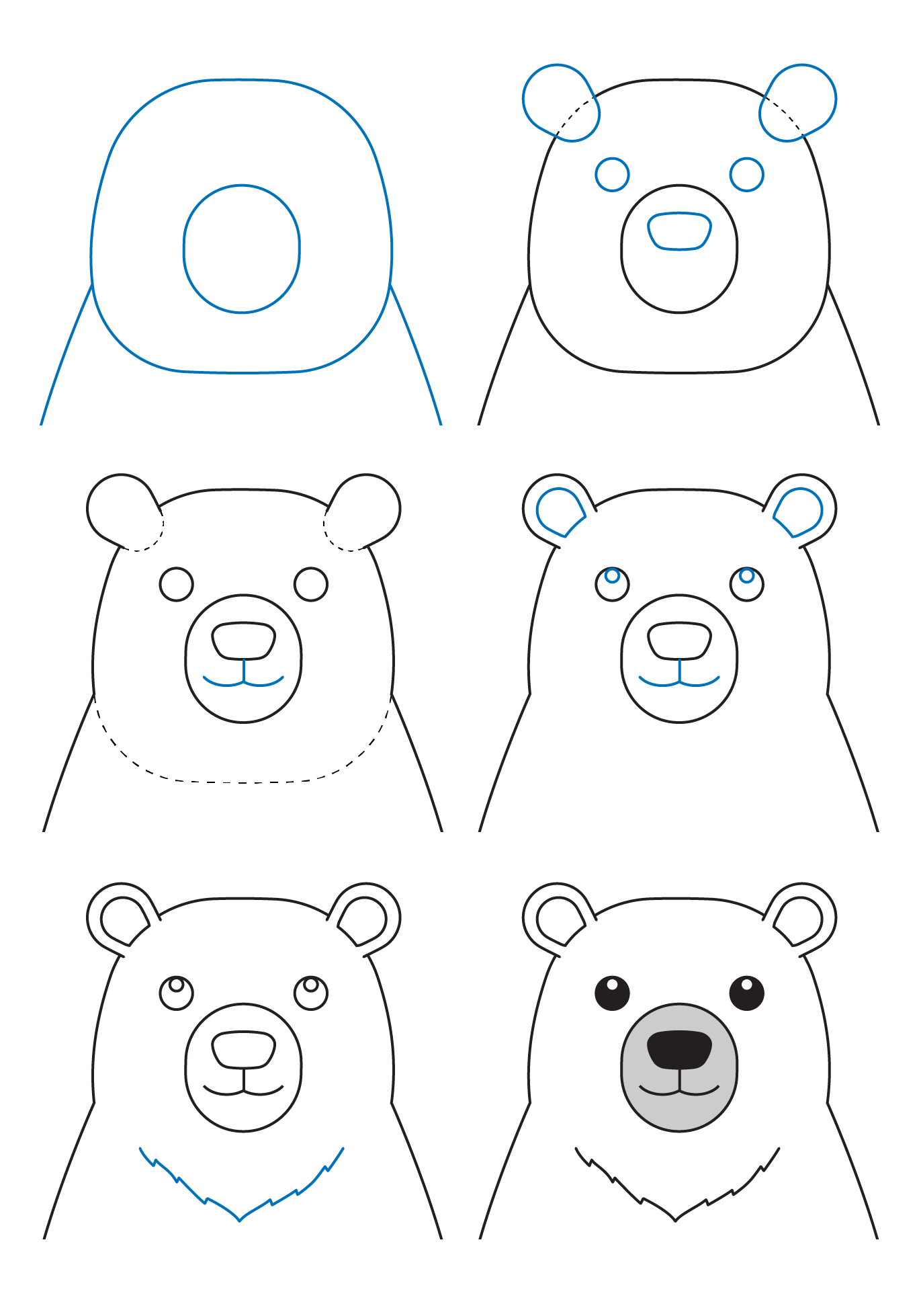 Comment dessiner Dessiner un ours polaire simple (1) - Dessin Facile