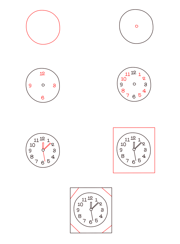 Dessiner une horloge simple (2) dessin