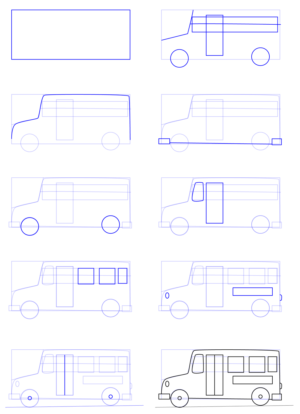 Dessiner un bus simple (2) dessin