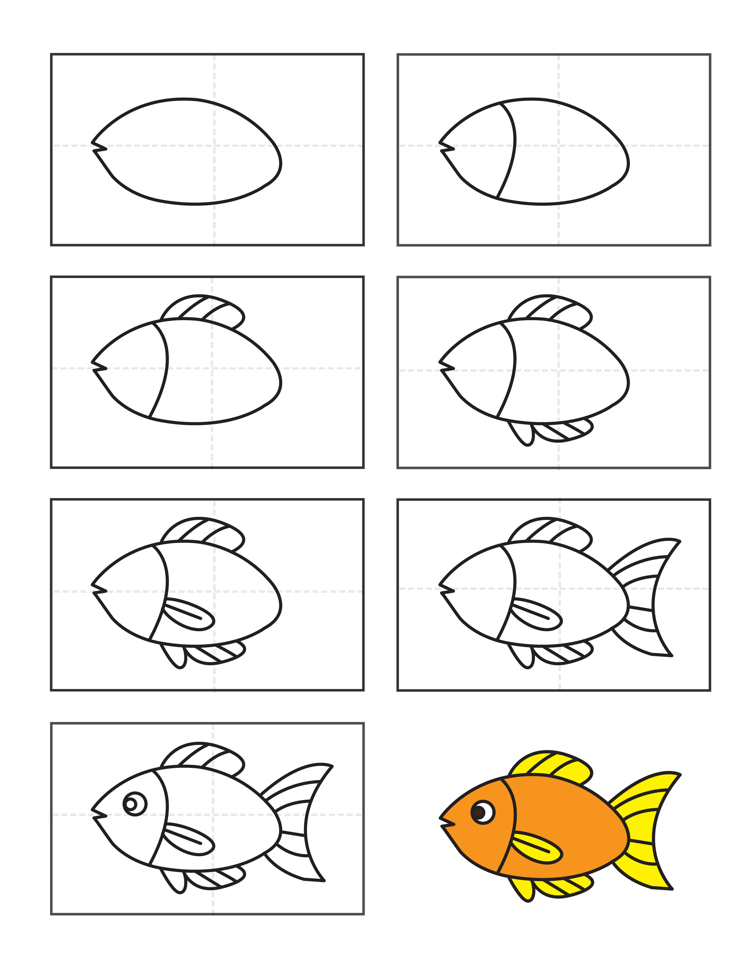 Dessiner un poisson rouge simple (2) dessin