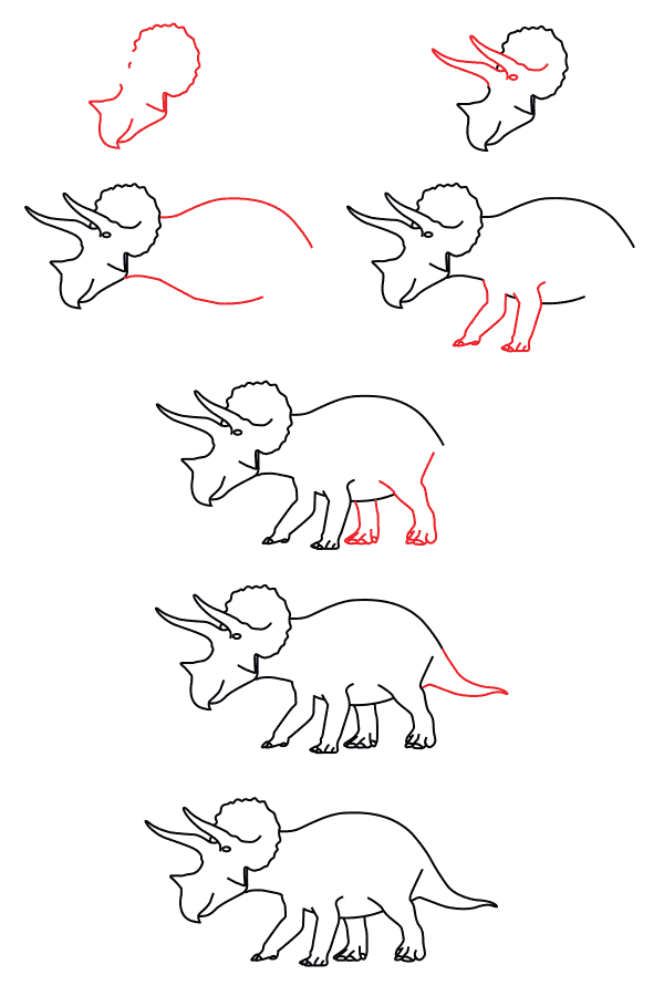 Dessiner un tricératops simple (1) dessin