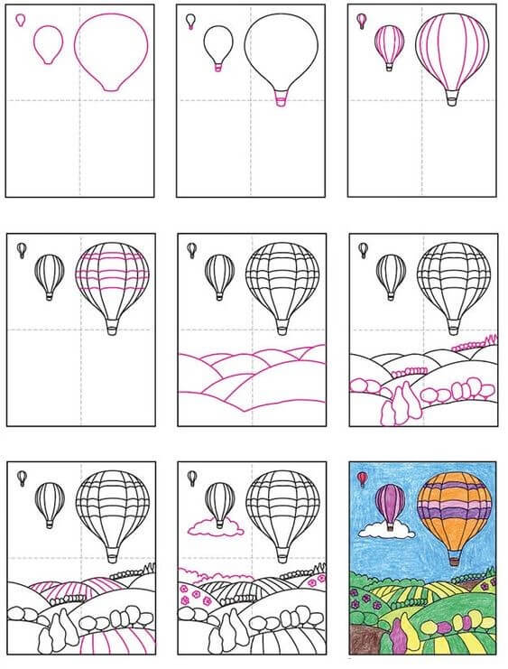 Hot air balloon idea (3) dessin