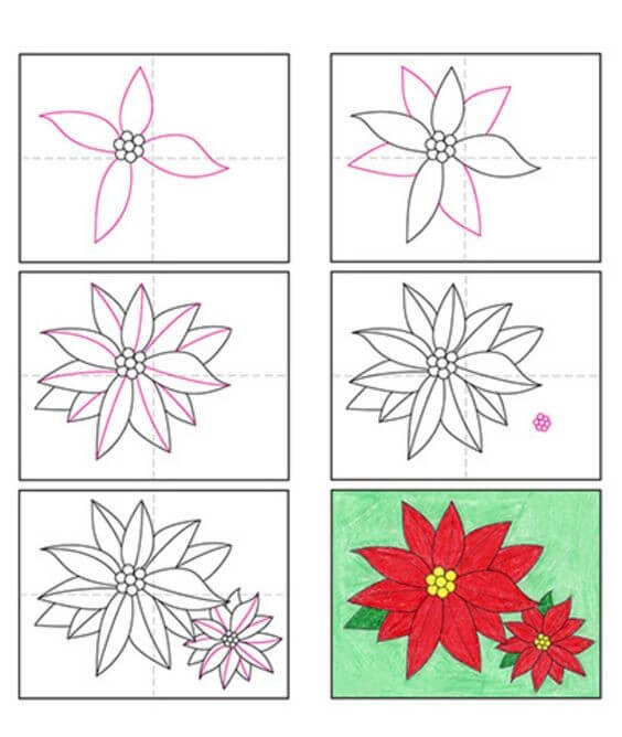 Idée de fleur de poinsettia (2) dessin