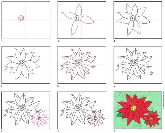 Idée de fleur de poinsettia (7) dessin