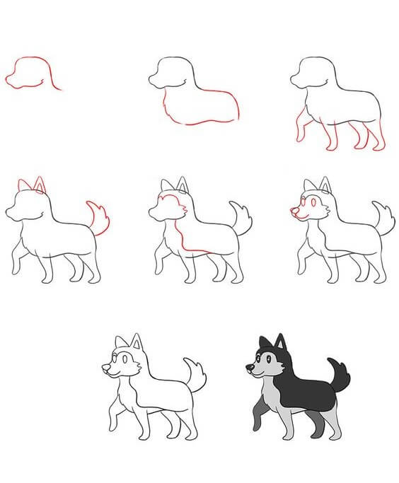 idées de chiens husky (8) dessin